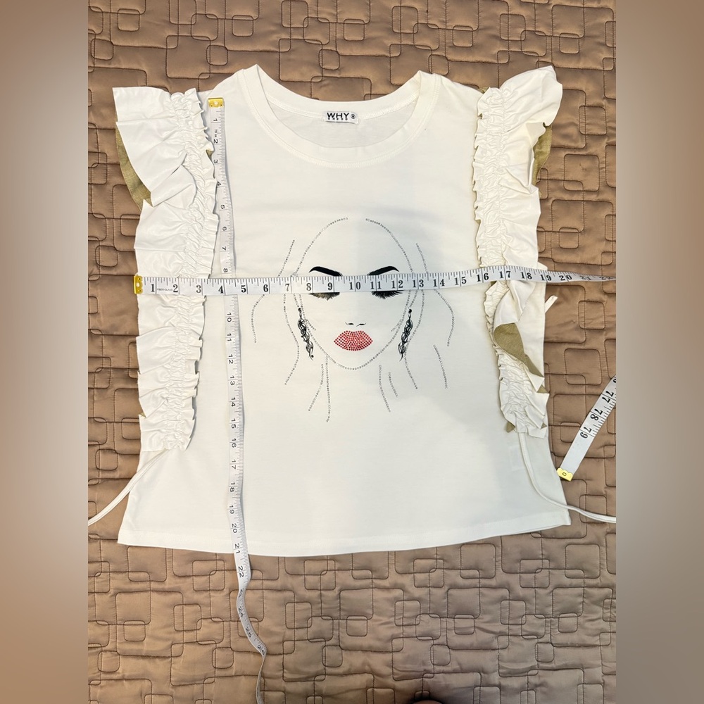 Why Dress Women’s Ruffled Graphic Tee - Size M - Picture 4 of 7